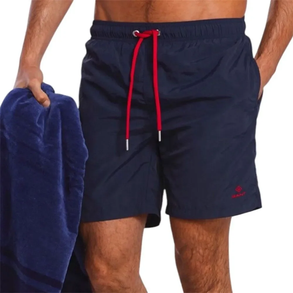 GANT Men's Swim Shorts 5XL  Mesh Insert Solid Color Marine Blue Classic Fit New